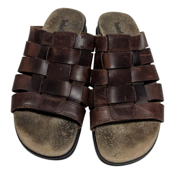 Timberland Fisherman Sandals Womens Brown Leather Slide Clairemont Mule Size 8 - Picture 4 of 7